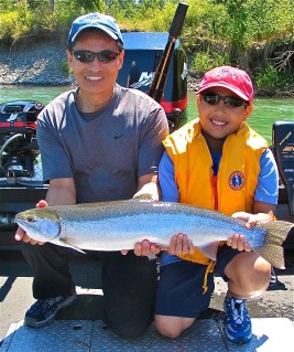 Father and Son with Cowlitz River Summer Steelhead