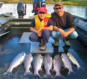 Father and son with Cowlitz River Coho Salmon
