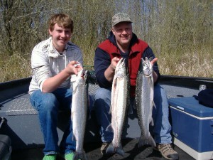 Father and Son show their Cowlitz River Winter Steelhead on 3/23/2010