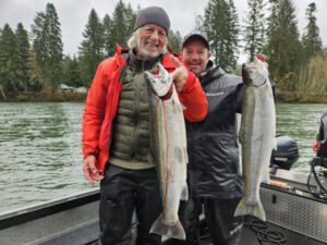 Mike and friend Walt with their Cowlitz River SDteelhead caught on February 5th, 2024